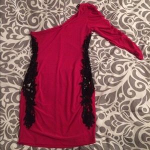 Hot Pink Dress W/Lace Peekaboo Sides